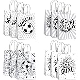 Dimore 12 Pack Soccer Themed Paper Bags with Handles, Soccer Goodie Bags for Birthday Party Supplies, Treat Candy Bags for Sports Events (12P-A5)