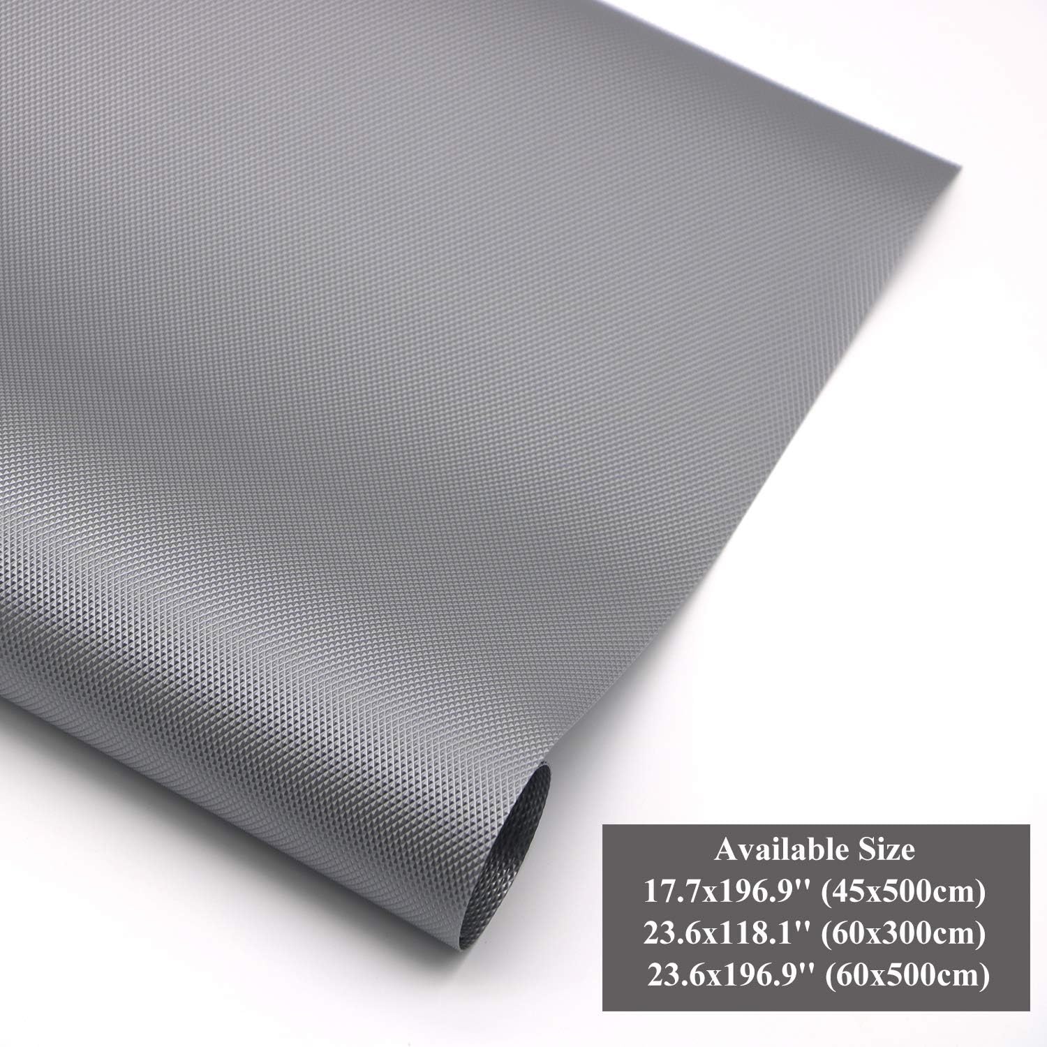Hersvin Shelf Liners, 17.5 in x16.4 ft EVA Drawer Mats, Non-Adhesive Cupboard Pad, Kitchen Cabinet Lining Fridge Cushion for Home Office (Gray/Diamond, 44.5x500cm)