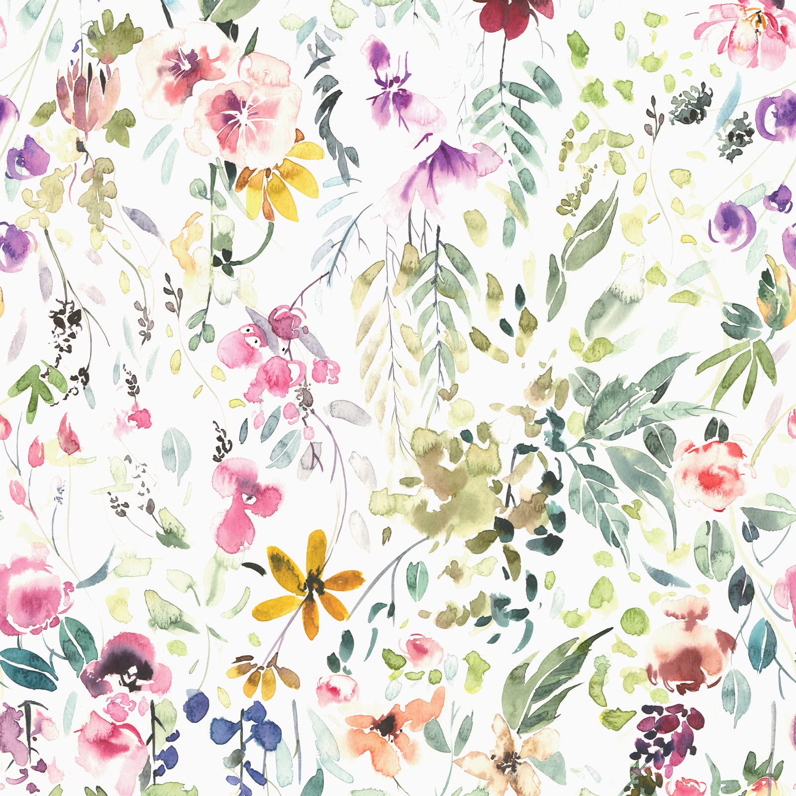 VEELIKE White Leaf Wallpaper 44.5cm×900cm Watercolor Floral Contact Paper Peel and Stick Sticky Back Plastic Patterned Lining Paper for Drawers Bedroom Botanical Furniture Stickers Living Room Kitchen