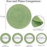 SHACOS Round Placemats Set of 6 Green Braided Woven Heat Resistant 38 cm view 3