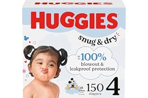 Huggies Size 4 Diapers, Snug & Dry Baby Diapers, Size 4 (22-37 lbs), 150 Count, Packaging May Vary