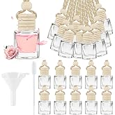 20 Pcs Car Diffuser Bottle Set,Empty Glass Car Air Freshener Bottle Bulk | Hanging Essential Oil Fragrance Pendants with Wooden Caps for Car Decor,Dropper and Funnel, Can DIY Air Freshners Diffuser
