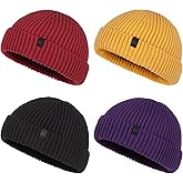 LILLBJORNEN 4 Pack Fisherman Beanie Winter Trawler Beanie Fashion Watch Hat Regular Skull Cap for Men Women