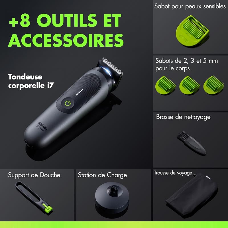 Labs Body + Intimate Tondeuse Homme i7, 8 Accessoires, Noire