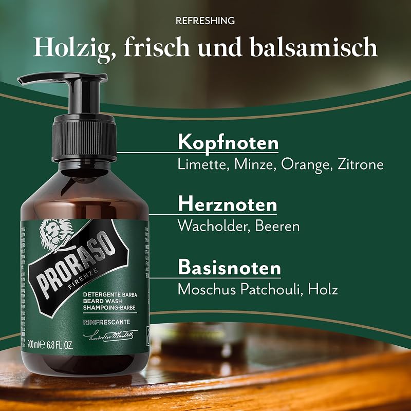 Beard Wash Refreshing Bartshampoo & Waschgel, 200 ml
