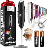 Zulay Kitchen Milk Boss Frother Wand Electric Whisk Foam Maker Black