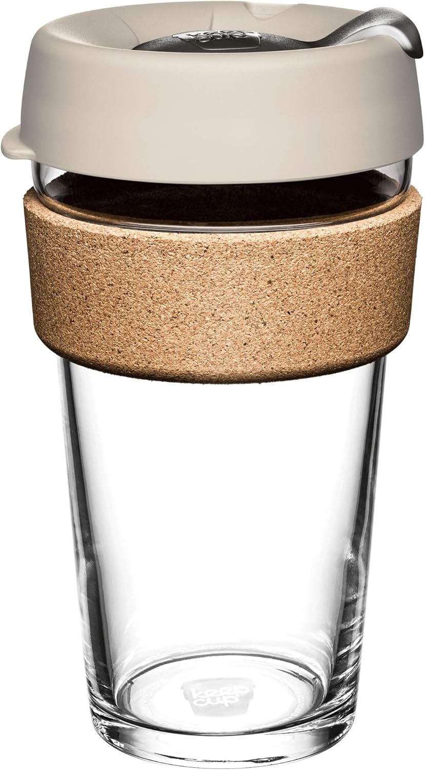 Coffee to go Becher aus Glas mit Grifffläche aus Kork Brew Cork