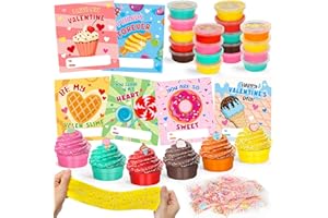 BSTOYDER Valentines Day Cards for Kids School, 30 Pack Valentines Day Gifts for Kids with Butter Slime, Valentines School Classroom Exchange Gift for Party Favor, Slime Toys for Boys Girls