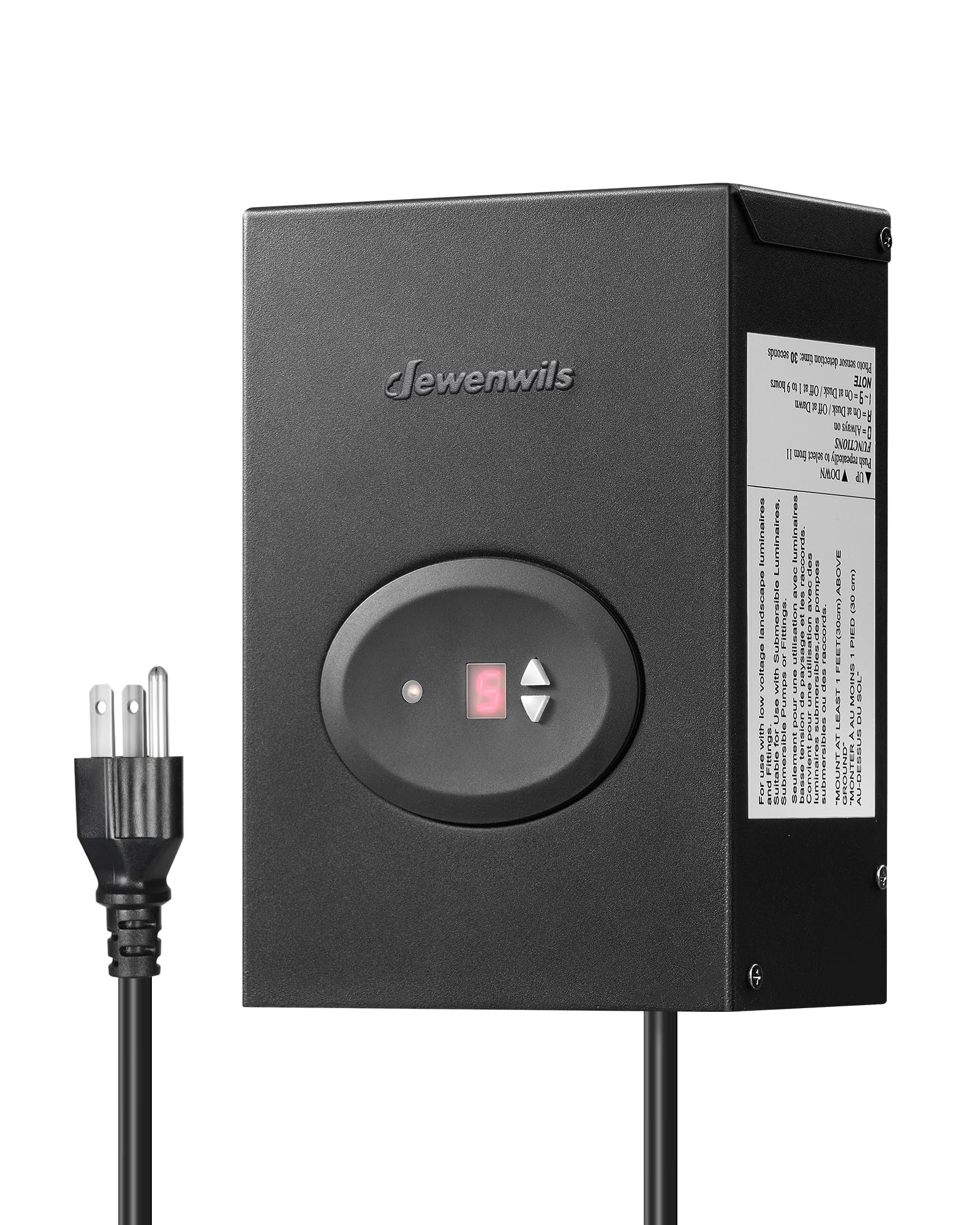 Photo 1 of DEWENWILS 300W Low Voltage Landscape Transformer, Outdoor Weatherproof Transformer with Timer and Photocell Sensor, 120V AC to 12V/12V AC for LED Lighting, Spotlight, Pathway Light, ETL Listed