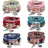 Msndnjr 6 Pcs Boho Beaded Bracelet Set for Women - Stretchable Stackable Layered Colorful Jewelry for Summer Beach Festival Party Gifts