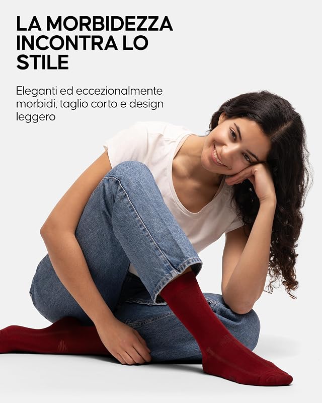 Calzini Uomo Fibra di Bambù, 6 Paia, Nero, 39-42