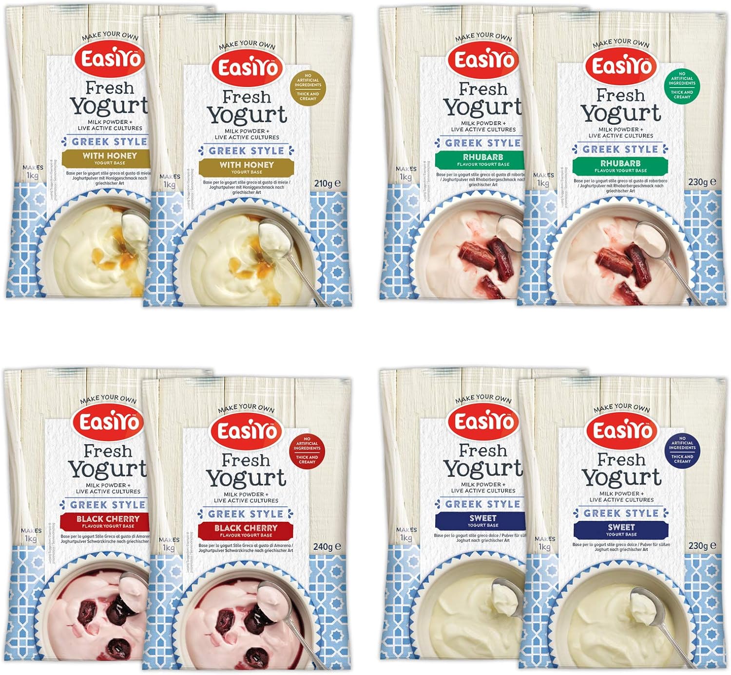 EasiYo Yogurt 8 Sachet Pack Greek Style Mixed Pack 2 x Greek Style