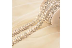 GELVS Pearl Sash Trim Applique Crystal Beads Trimming Stunning Addition for Prom Dresses Belt Bridal Garter Cake Topper