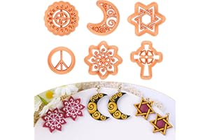Puocaon Mystic Polymer Clay Cutters - 6 Pcs Cross Clay Cutters for Polymer Clay Earrings, Moon Floral Clay Cutters for Polymer Clay Jewelry, Hexagon Clay Jewelry Cutters, Floral Polymer Clay Cutters