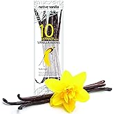 10 Tahitian Vanilla Beans - Premium Grade B Whole Vanilla Pods - For Vanilla Extract, Cooking, Baking, & Desserts - Rich, Cre