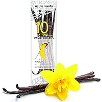 Native Vanilla Grade B Tahitian Vanilla Beans – 10 Total Premium Extract Whole Pods – For Chefs and Home Baking, Cooking & Ex