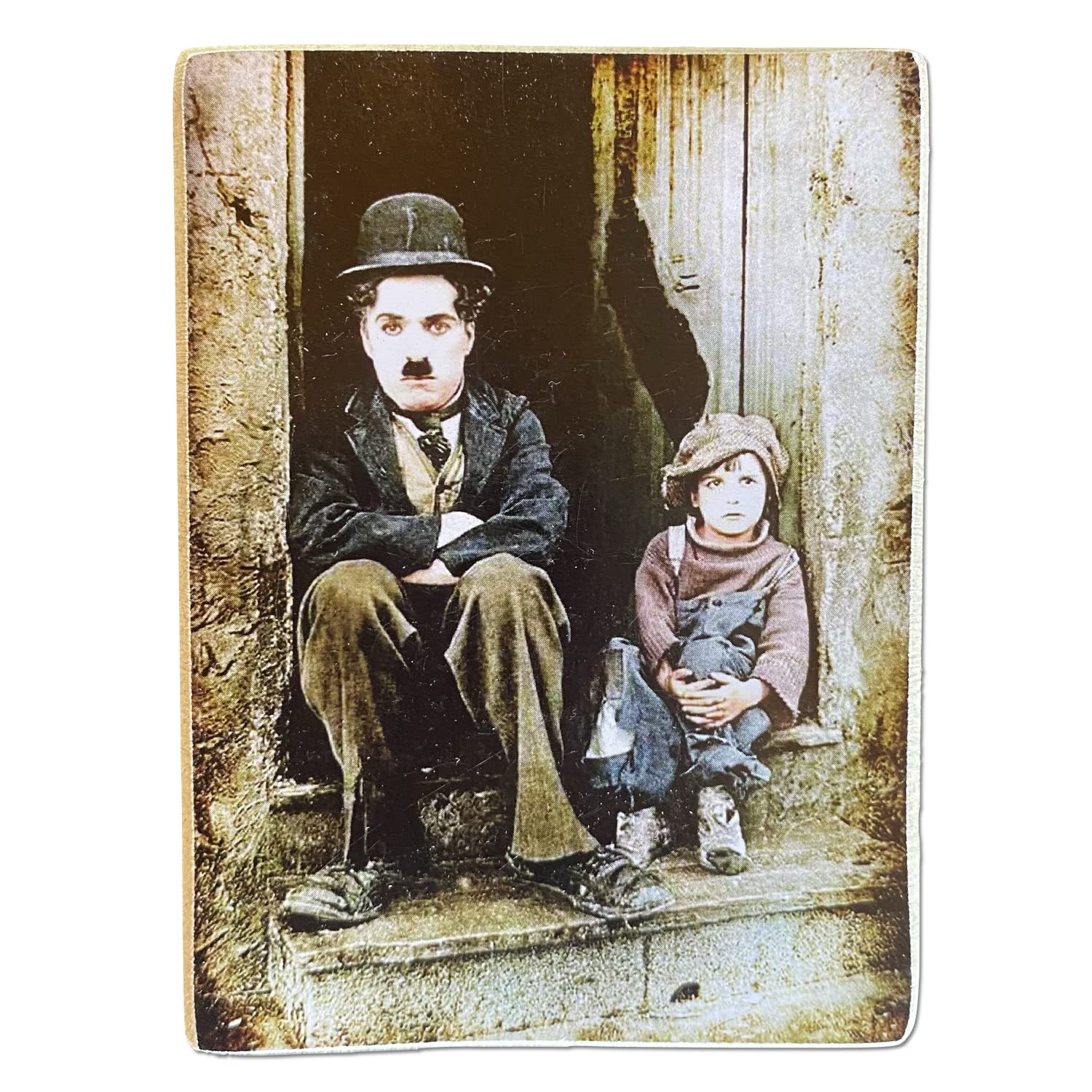 Kustom Art Magnet (Magnet) Series Celebrity Actors Charlie Chaplin Vintage Style for Refrigerator/Garage/Bar Print on Wood 10x6cm