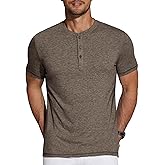 COOFANDY Men's Henley Shirts Short Sleeve Casual Basic Tee Summer Button Henley Soild T Shirts