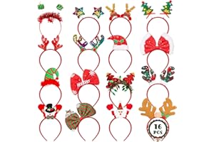HOVACY 16PCS Christmas Headbands for Women, Christmas Accessories Headwears for Xmas Party Supplies Favors Accessories