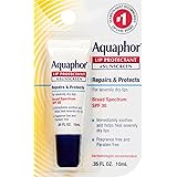 Aquaphor Lip Protectant and Sunscreen Ointment - Broad Spectrum SPF 30 - Relieves Chapped Lips, Ointment, Fragrance Free, 0.3