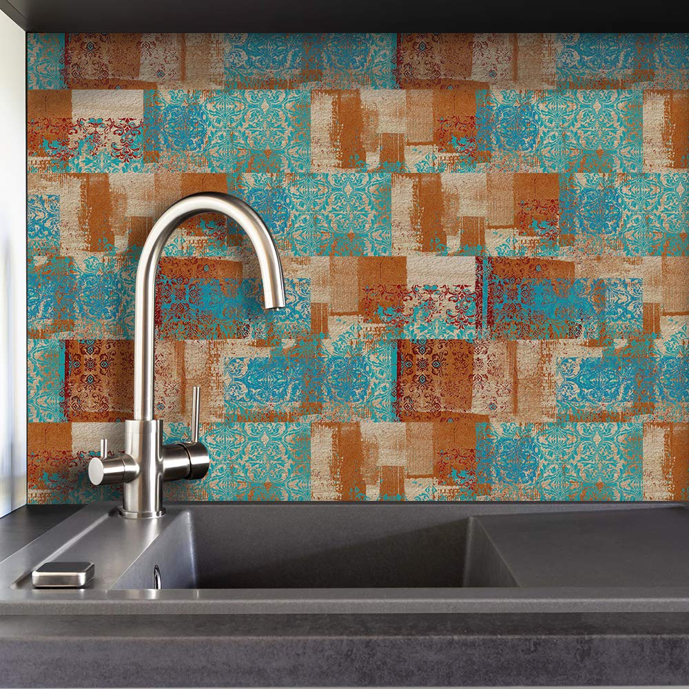 Wall Tile Transfers Sticker for Home Decor, Peel & Stick self-Adhesive splashback, Tile Decals for Living Room Kitchen Bathroom Decor, 9 Pieces