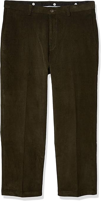 haggar men's 21 wale stretch corduroy expandable waist classic fit plain front pant