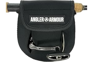SAVAGE ANGLER Angler Armour Spinning Reel Cover, Fishing Reel Cover, Neoprene Reel Cover, Spinning Reel Sleeve, Spinning Reel Protective Sleeve, Fits 1000, 2000, 3000, 3500 Spinning Reels (Black)