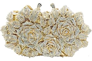 Boutique De FGG Dazzling Flower Evening Bags For Women Formal Party Rhinestone Handbags Wedding Crystal Clutch Purse, Mini
