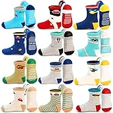 ELUTONG Toddler Grip Socks Non Slip Crew Grippy Socks for Toddlers Boys Kids Infants Baby, 1-7T