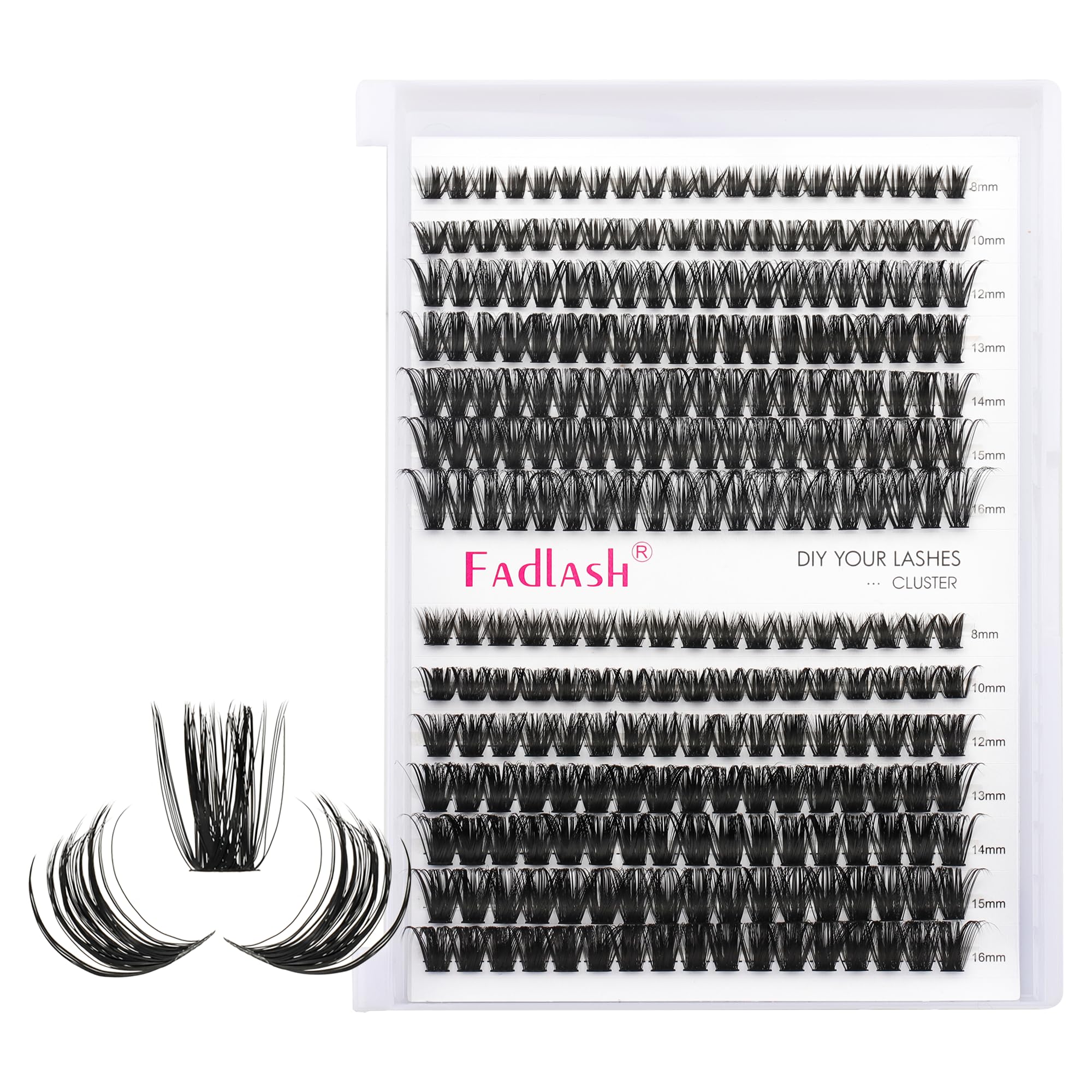 FADLASH Lash 60+80D 0.07mm D Curl 8-16mm 80D Wispy Reusable Soft Fluffy Cluster Lashes DIY Eyelash Extensions