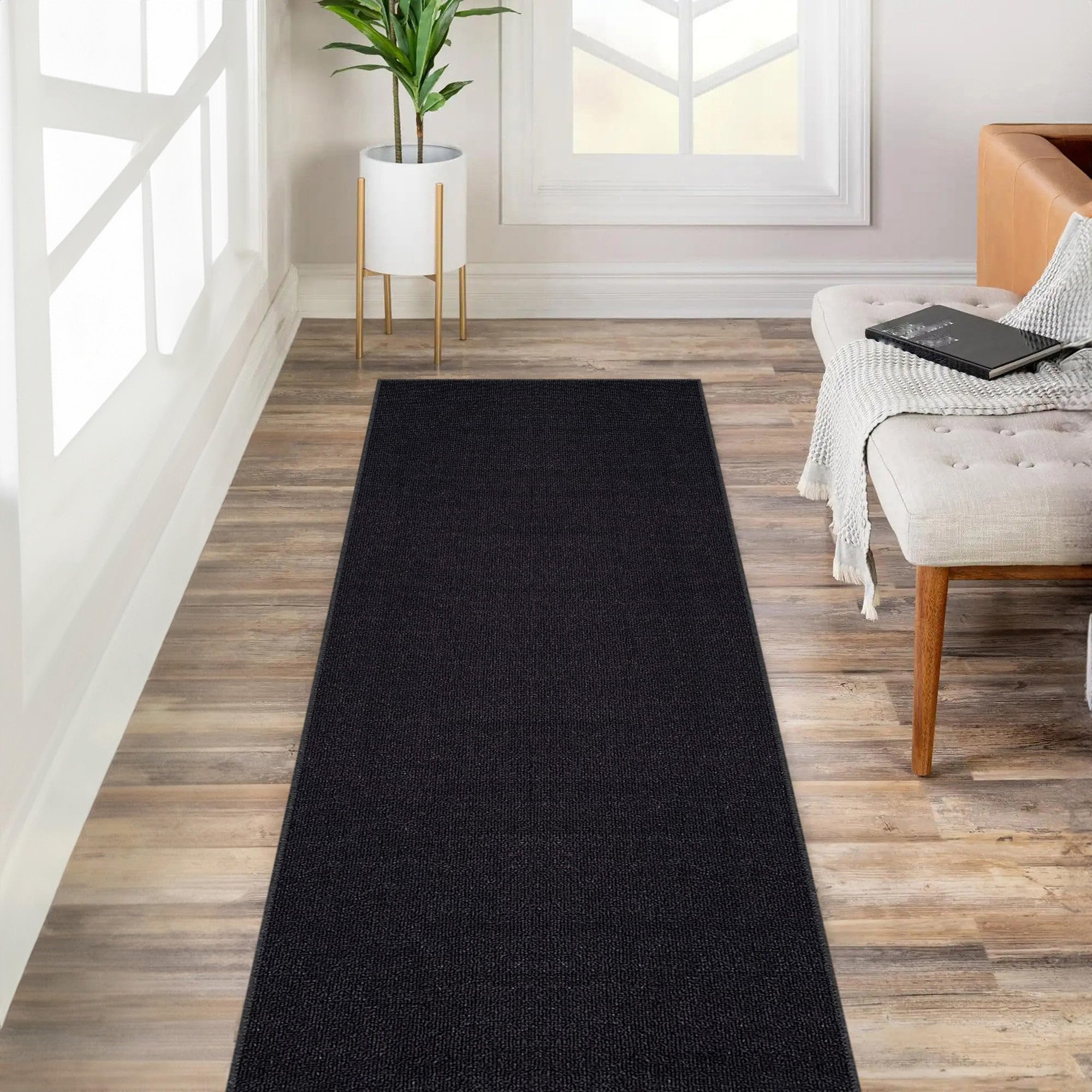Custom Size Black Solid Plain Rubber Backed
