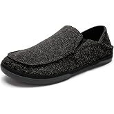 OluKai Moloa Hulu Men's Wool-Blend Slippers, Heathered Knit Slip On Shoes | Soft, Suede Leather Foxing, Drop-In Heel Design