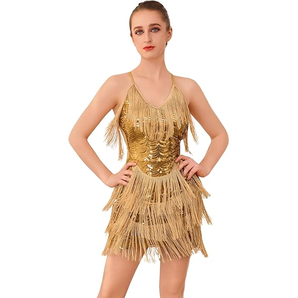 Amazon.com: Womens Sequin Fringe 1920s Flapper Inspired Party Dance Dress  Sparkle Glitter Cocktail Dress Sexy Ball Dress Clubwear Gold : Clothing,  Shoes & Jewelry