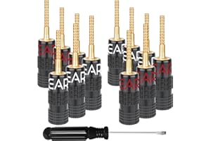 GearIT Flex Pin Banana Plugs for Speaker Wire (6 Pairs, 12 Pieces), Speaker Connector Pin Plug Type, 24K Gold Plated for Spring-Loaded Speaker Banana Jack Terminals (Support 12 AWG to 20 AWG Wires)