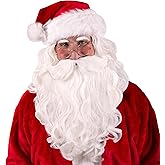 Kangaroo Santa White Beard and Wig Set for Adults – Soft Synthetic Fluffy Hair Costume Apparel for Theme Parties, Theatrical Performances, Santa Claus Costume for Men Cosplay Wig