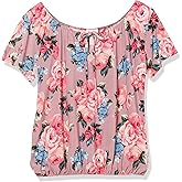 Star Vixen Womens Short Slit Sleeve Keyhole-tie Peasant Top