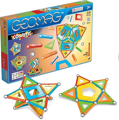 Geomag Classic Confetti 114 Teile Magnetisches Spielzeug für Kinder, Geschenk für Jungen und Mädchen im Alter von 5 6 7 8 9 10 11 12 13 Jahren, magnetische Konstruktionen, Kinderspielzeug