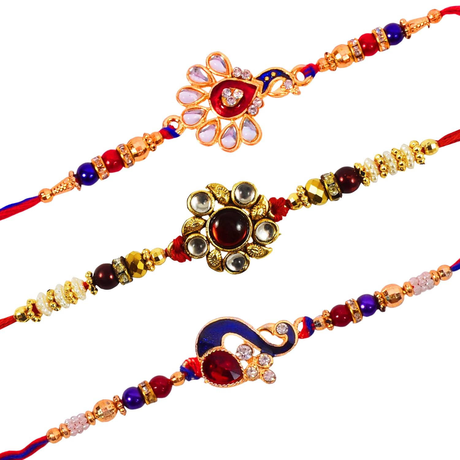 urvi creation set of 3 rakhi for brother, rakhi for bhaiya, rakhi gift for brother