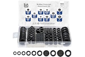 AAM ESSENTIALS 190pcs Rubber Grommets for Wiring - Rubber Grommet Kit in 2 types of Grommets Including 2 Sizes of Hole Plugs & 8 Sizes of Wire Grommets - One Kit Covers All Types of Safety & Sealing Work Efficiently