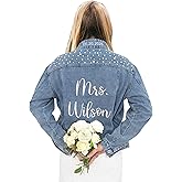 Custom Embroidered Bride Denim Jacket, Future Mrs Jean Jacket With Pearls, Wedding gifts for Bride