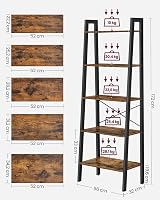 VASAGLE 5-Tier Ladder Shelf Industrial Bookcase Rustic Brown Black LLS45X view 6