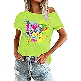 OCURHU 80s Shirts for Women Retro Off The Shoulder Top Disco 80s 90s Theme Party Outfit