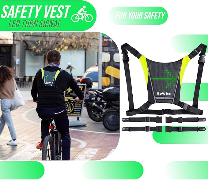 chaleco led intermitente reflectante para ciclismo nueva version tirantes ajustables y adaptables para mochila mando a distancia impermeable