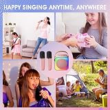 Lavliy Mini Karaoke Machine 2 Microphones Kids Bluetooth Speaker Pink view 7