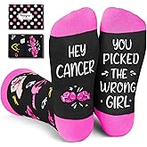 HAPPYPOP Breast Cancer Gifts for Women - Socks for Cancer Awareness Comfort Chemo Patients