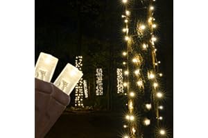 Wintergreen Lighting 50 Warm White LED StretchNet Pro Expandable Christmas Net – Small Tree and Trunk Wrap, 14" x 31" Stretchable Net, Brown Wire Outdoor
