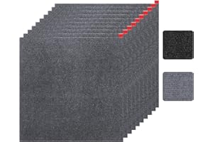 10PCS Carpet Tiles Peel and Stick 24 x 24 Inch DIY Self Adhesive Non-Slip Carpet Squares for Indoor Living Room Bedroom Offic