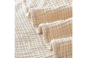 Esterra Muslin Throw Blanket 50x65 Inches Cozy Soft Lightweight Pre-Washed Cotton Blanket, All Season Breathable 4-Layer Gauze Blanket Throw for Sofa Couch Bed, Neutral