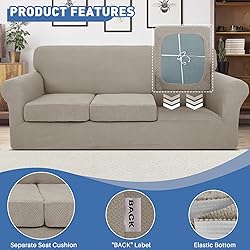 JIVINER 4 Pieces Oversized Sofa Slipcovers Stretch