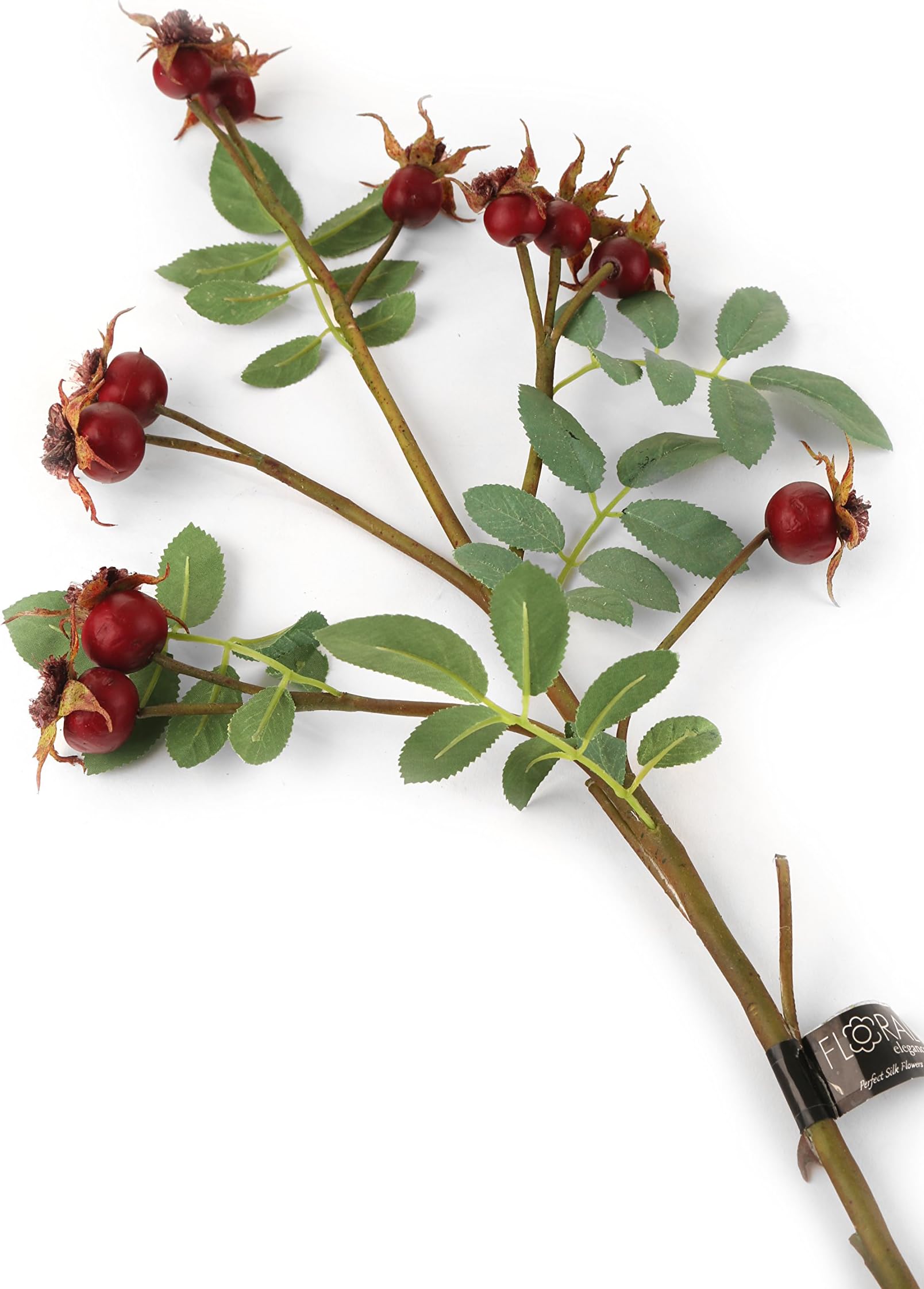 Floral Elegance Artificial 72cm Single Stem Burgundy Rose Hip Spray
